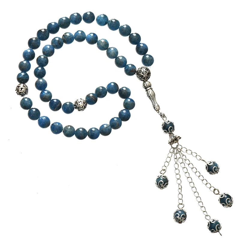 Темно-синие круглые апатитные каменные бусины 8 мм молитвенные для Розария