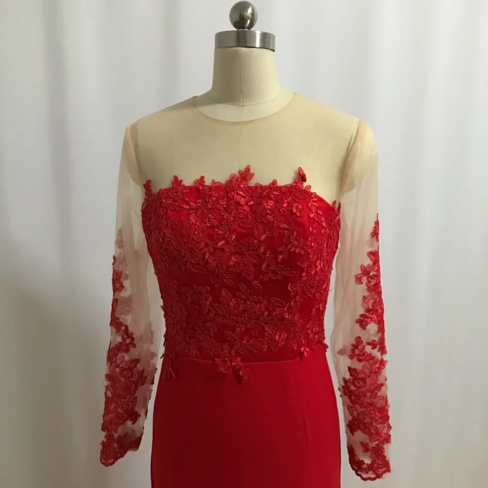 Красное Кружевное платье подружки невесты ILUSY Vestido de festa для свадьбы с длинным