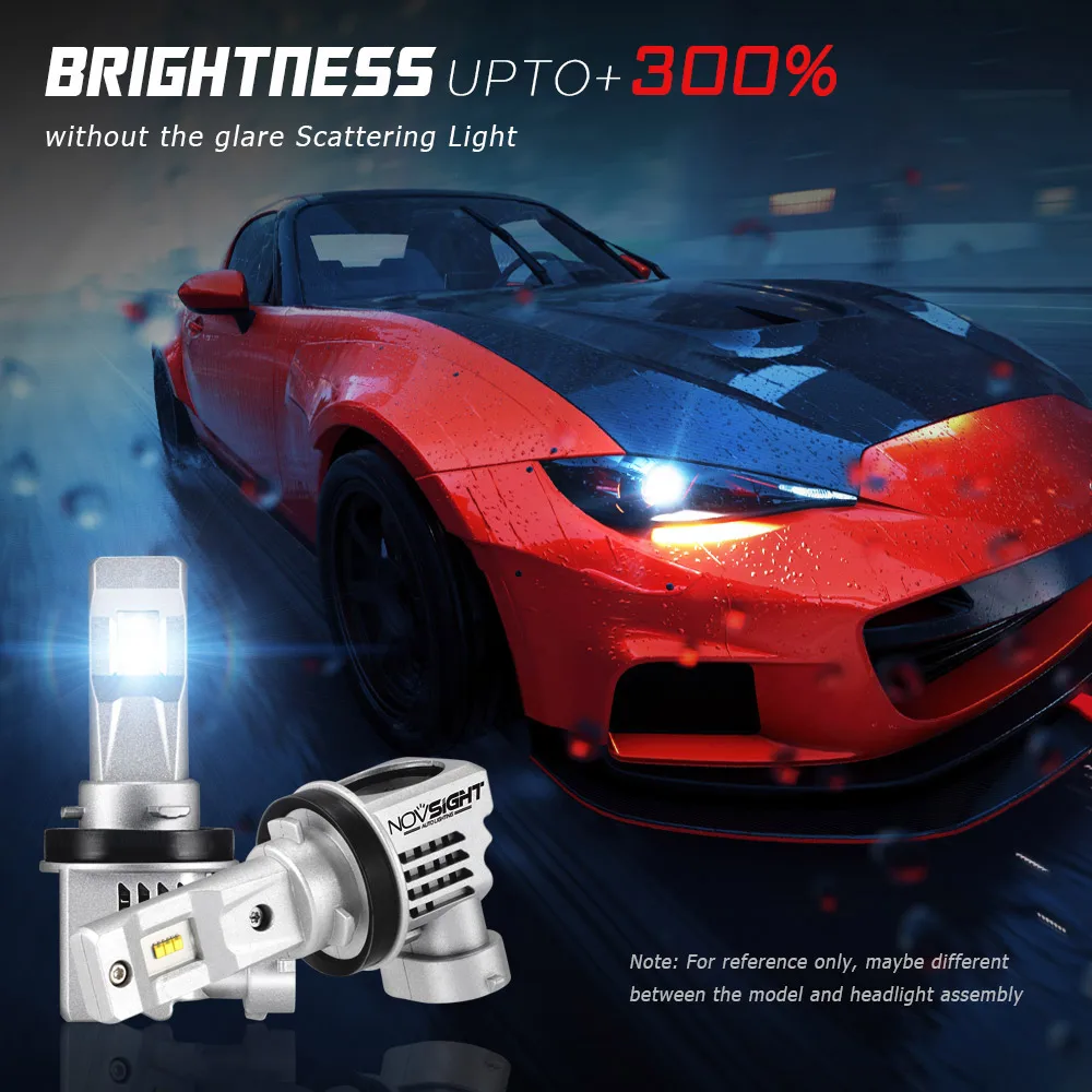 NOVSIGHT 2 шт. автомобильные стильные Светодиодные Автомобильные фары H4 H7 H8 H9 H11 9005 9006