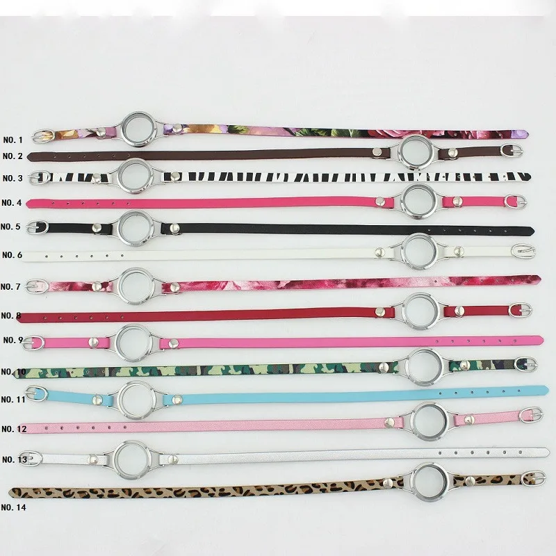 Цветной кожаный медальон браслет 30 мм Винт закручивающийся цинковый сплав