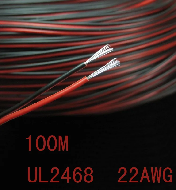 Хорошее качество 1/3/5/10 м UL2468 22AWG провод с двойной проволокой красная/черная