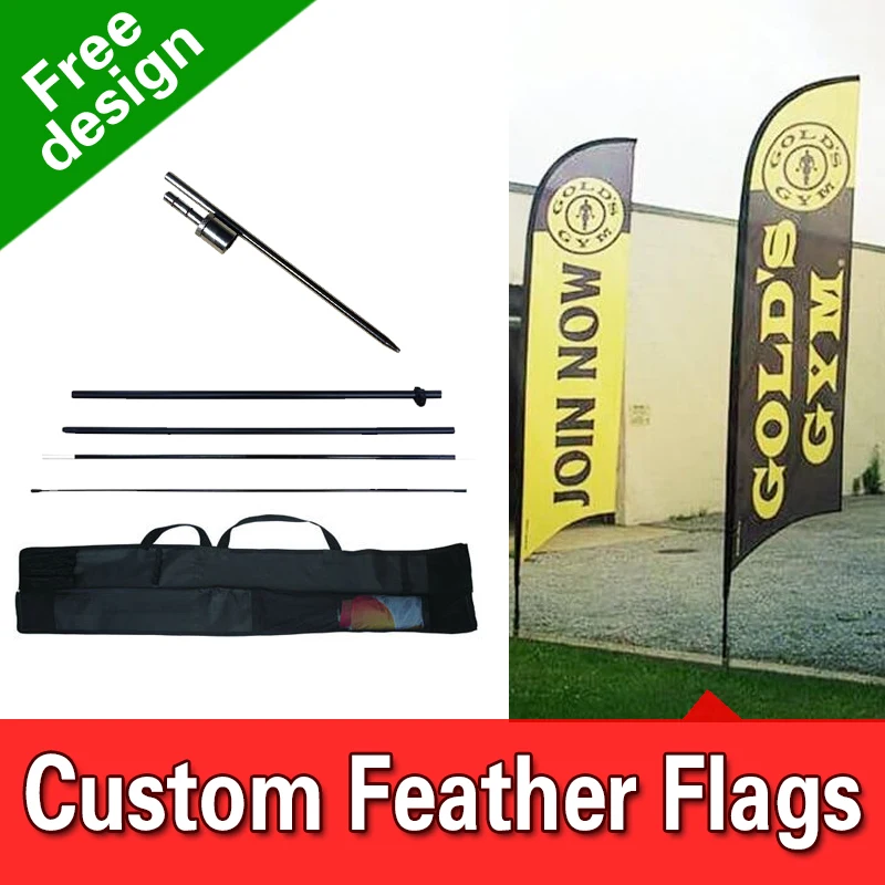 

Free Design Free Shipping Double Sided In-ground Spike Feather Flag Signs Advertising Outdoor Feather Banners Blade Flags