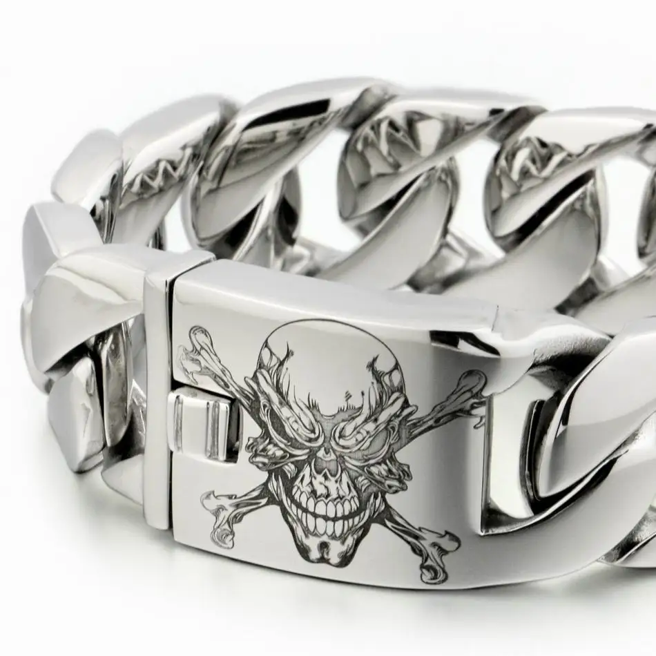 LINSION огромный тяжелый мужской Байкерский браслет из нержавеющей стали 316L в виде