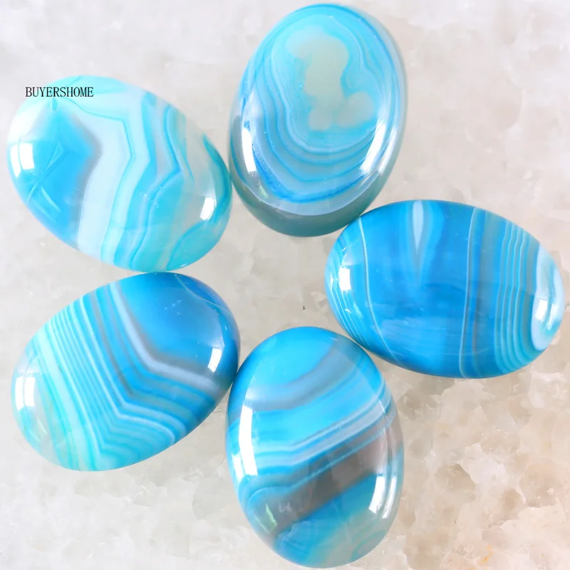Blue Veins Agate 18x25 мм овальный кабошон натуральный камень бусины Кристалл оникс опал Lapis 5 шт. для изготовления ювелирных изделий ожерелье кулон браслет серьги - Цвет: Blue Veins Agate