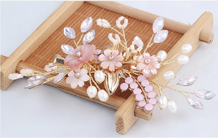 Jonnafe розовая ракушка цветок Birdal зажим для волос интимные аксессуары Кристалл