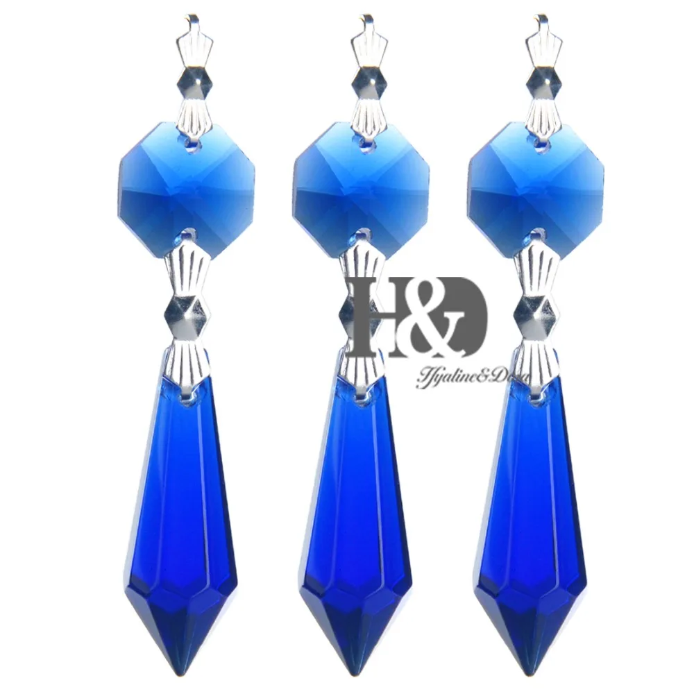 10 шт. люстра с синими кристаллами подвесная призмы детали серебристой