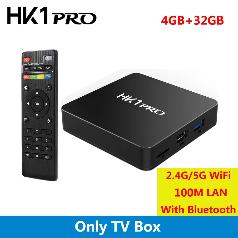 only 4GB 32GB TV box HK1 PRO 4 Гб LPDDR4 64 Гб ПЗУ Android 8,1 ТВ приставка Amlogic S905X2 четырехъядерный USB 3,0 2,4G 5G WiFi Bluetooth 4K HD Смарт-приставка - Цвет: only 4GB 32GB TV box