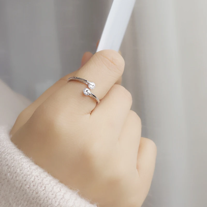 Фото Корейский стиль новые серебряные кольца с цирконием для женщин Свадебные