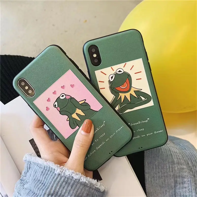 Мягкий чехол для телефона Kermit Relief iPhone X XS MAX XR 8 7 Plus Sesame Street 6 6s чехлы телефонов с