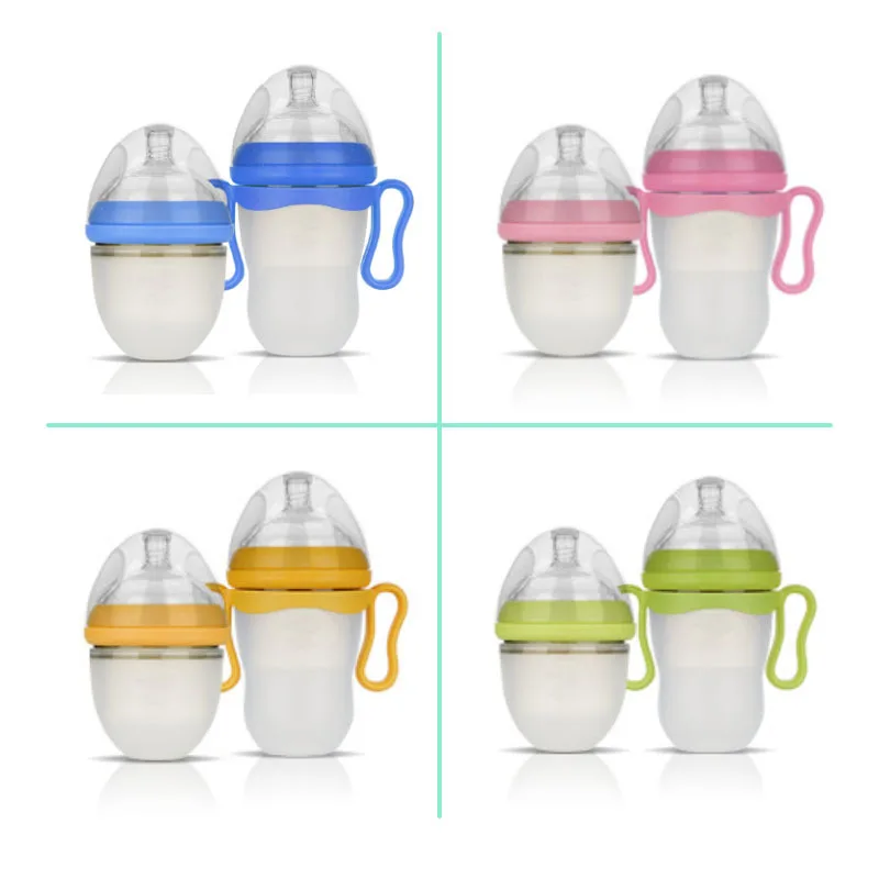 220ml Suvi Baby Silica Gel Big Mouth Milk Feeding Bottle Anti flatulence Extrusion Type with Handle Leakage proof|feeding bottle|milk feeding