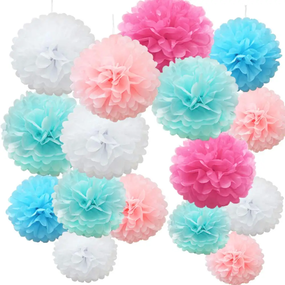 

16Pcs/Set Tissue Paper Pompoms Pom Poms Flower Handmade Wedding Party Decorations Baby Shower Wedding Festival Decorations