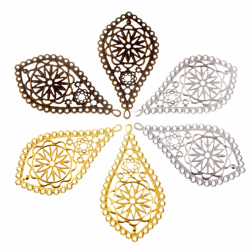 Free shipping 10Pcs Bronze Flower Filigree Wraps Connectors Metal Crafts Gift Decoration DIY 7.8x4.2cm | Украшения и аксессуары