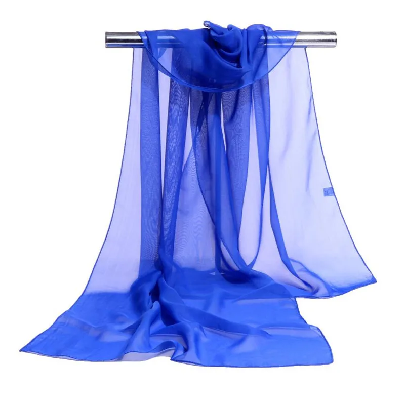 Новый дизайн брендовый полосатый шарф Женские винтажные однотонные шифоновые