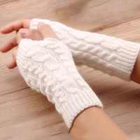 fashion women gloves stylish hand warmer winter gloves women arm crochet knitting faux wool mitten warm fingerless gloves
