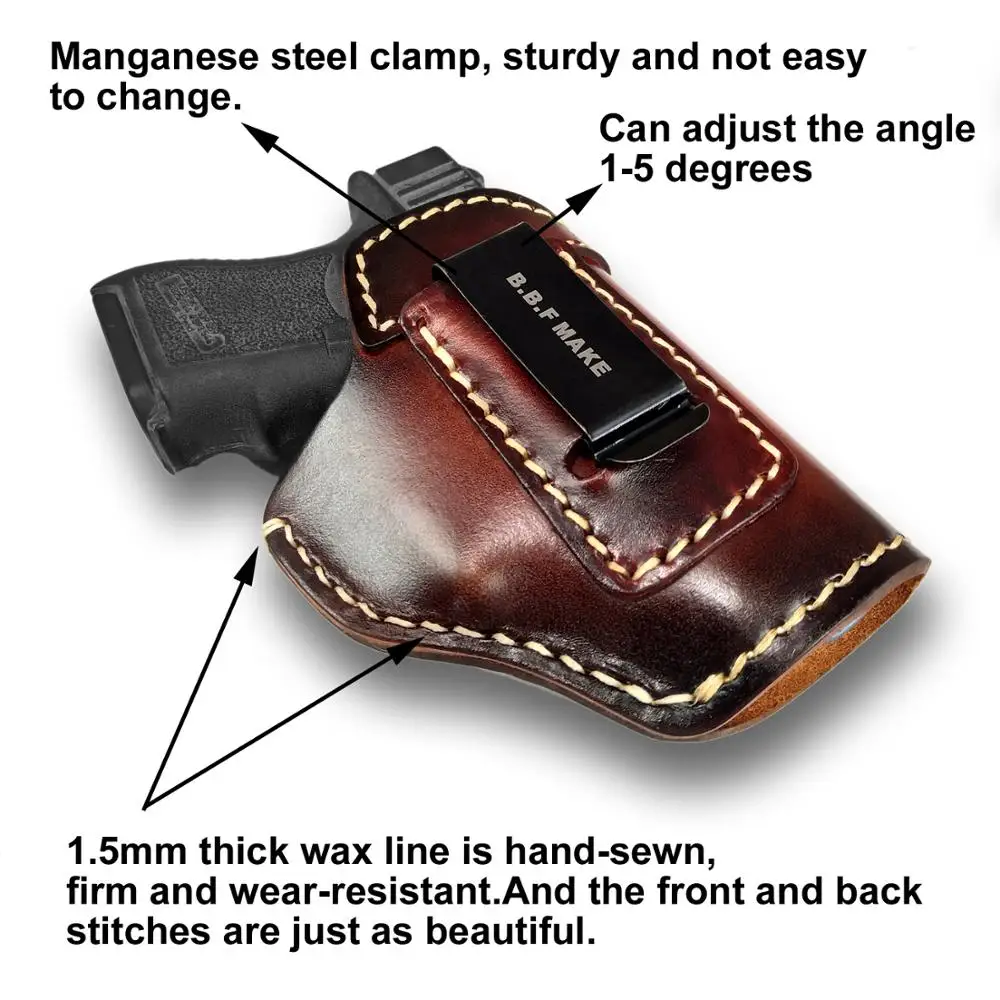 B.B.F MAKE Gun Holster Leather Sheath For S&W M&P Shield GLOCK 17 19 22 23 26 27 32 33 42 43/Спрингфилд XD S доски
