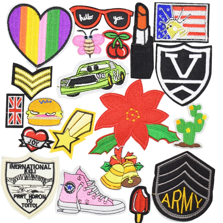 20 шт./лот случайные модные нашивки Значки для одежды вышитые патчи приклеивания