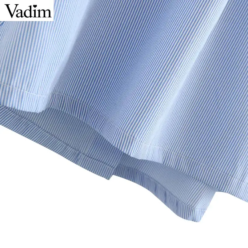 Vadim милый женский блузка в полоску с оборками на пуговицах сзади открытыми