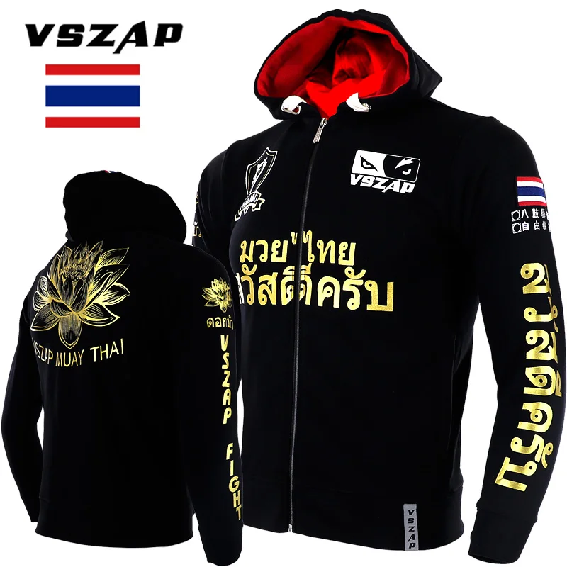 VSZAP Lotus Warm Winter Hoodie Tracksuits Fight MMA Gym Tee Shirt Boxing Fitness Men