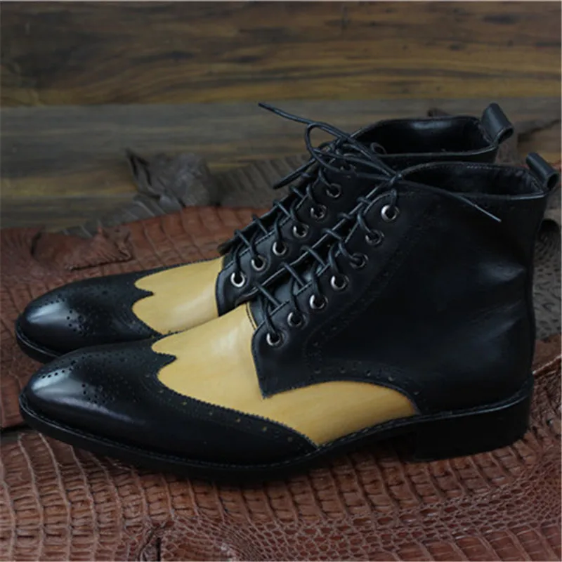 MALONEDA/модные ботинки с перфорацией типа броги на заказ большие размеры Goodyear