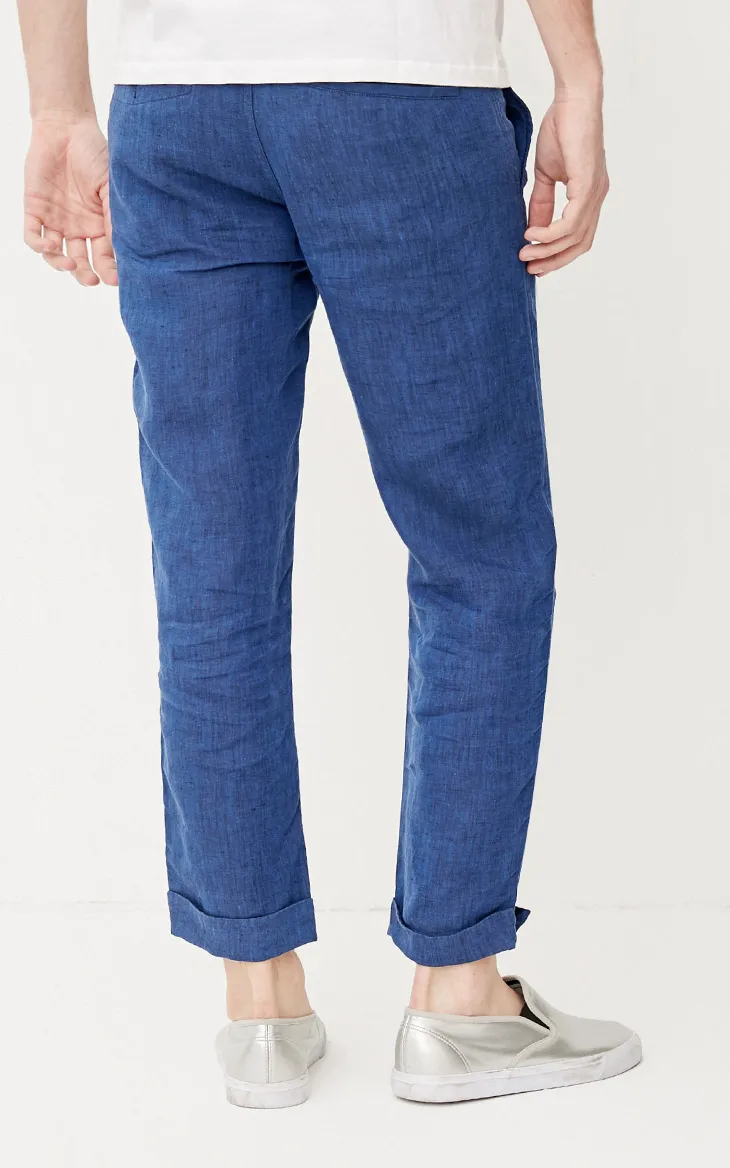 Джек Джонс весна лето мужские брюки Slim Fit Твердые повседневные укороченные брюки мужские брюки льняные брюки | 217214510