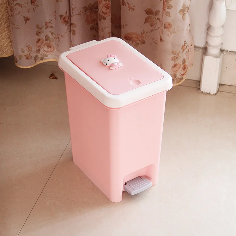 Hello kitty мусорный бак для ванной комнаты домашний автомобильный мусорный бак мусорные баки с крышкой ножной педали коробка для хранения мелочей офисная кухонная корзина эко