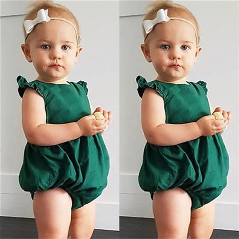 Детский комбинезон для маленьких мальчиков и девочек зеленый с рукавами