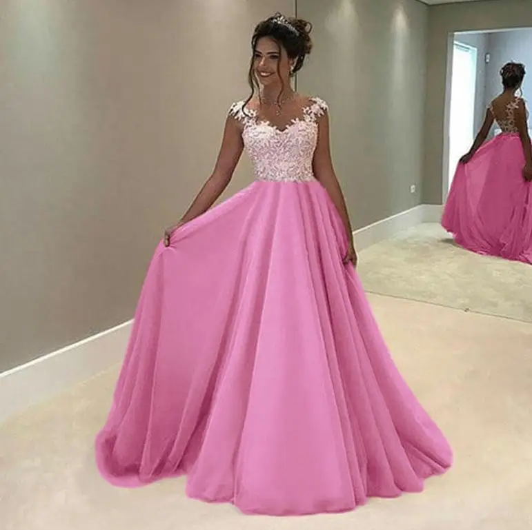 Розовый Robe rose pour mariage2019 Новое кружевное платье с рукавами-крылышками ALinerobe de demoiseur d'honneur pour mariage длинное платье vestidos boda invitada - Цвет: Розовый