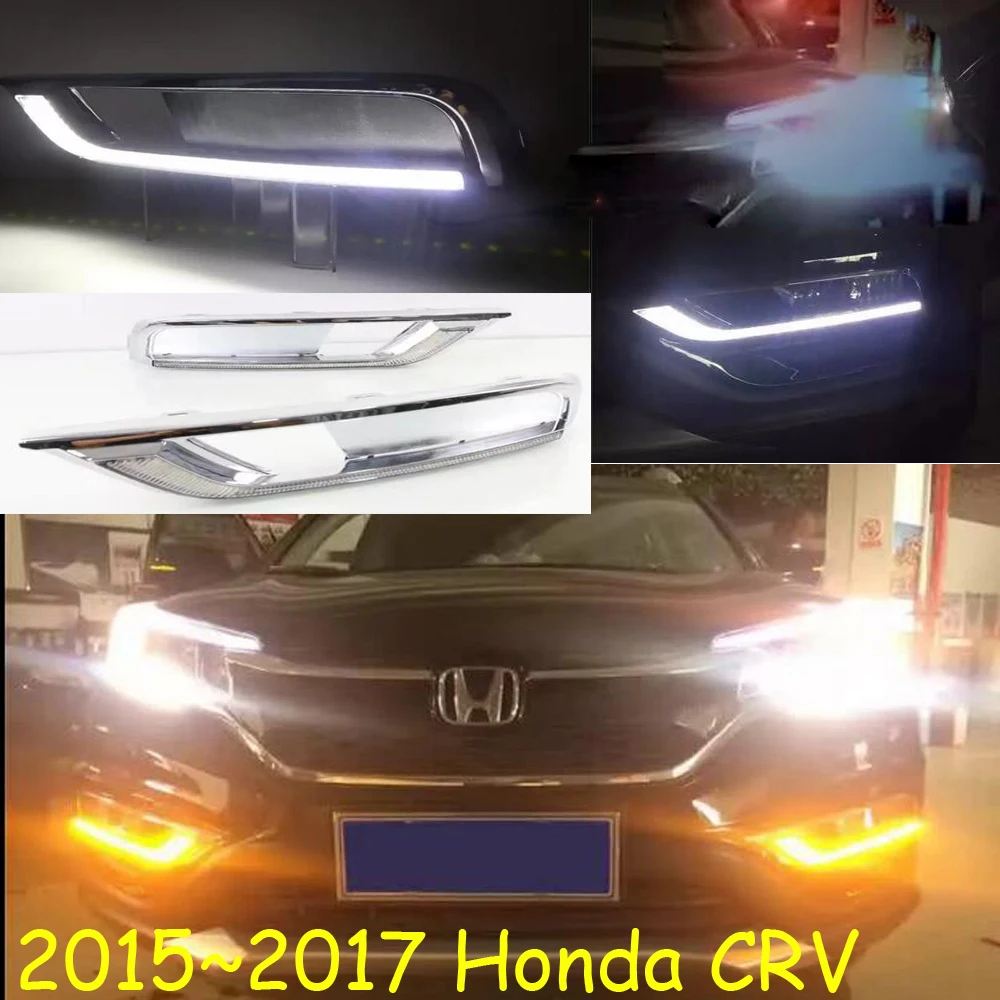 

Один набор автомобильный бампер лампа для CRV дневного света 2015 2016 2017 год автомобильные аксессуары светодиодный дневной свет CR V противотуманная фара белый желтый поворот