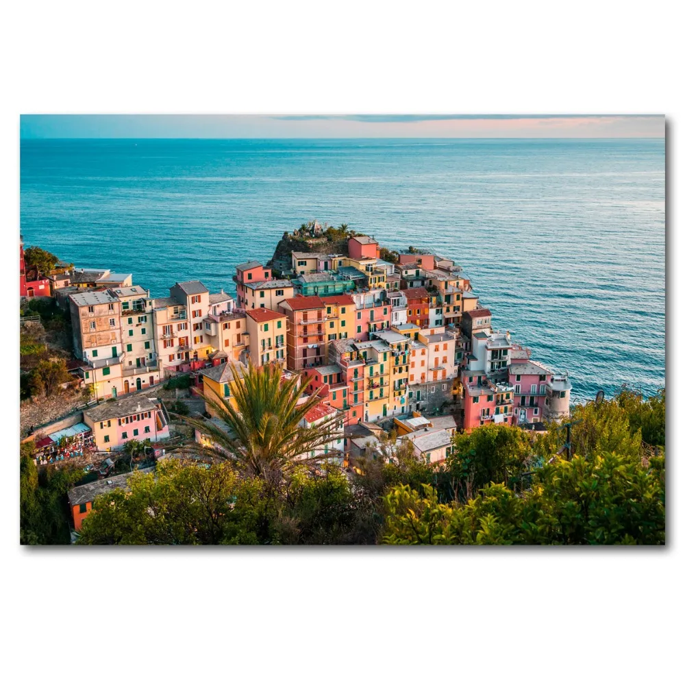 Плакаты и принты Horizon Italy Manarola Океанский городской пейзаж настенное Искусство
