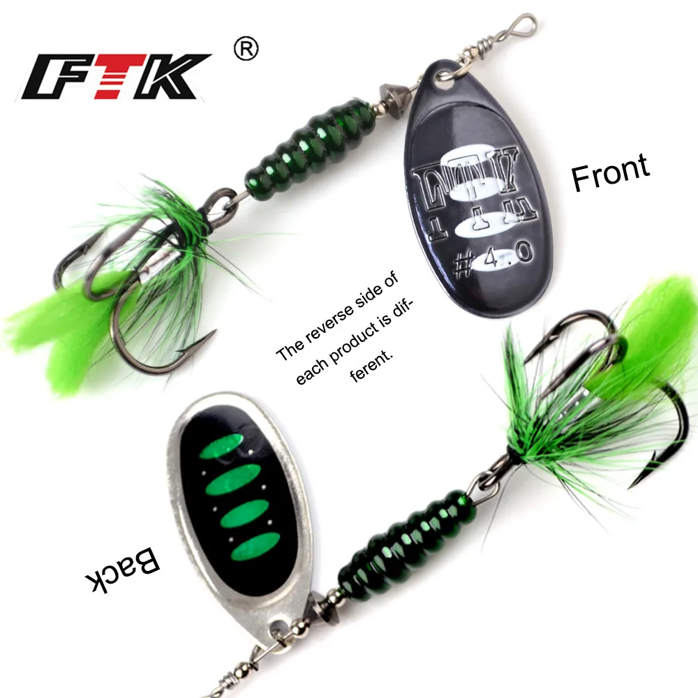 FTK 1pc Metal Fishing Lure 8.5g 13g 15g Spoon Lures Spinner Bait Bass Hard Bait With Feather Treble Hooks Pike Fishing Tackle