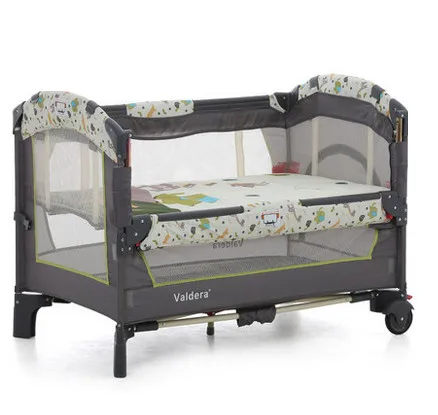 Складная детская кровать путешествия детская кроватка для младенцы Близнецы Valdera EU многофункциональная детская кровать бренд Тележка игровая кровать двухслойная кровать - Цвет: 9092 deer