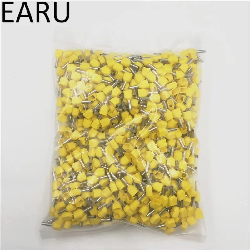 50PCS E Tube TE6014 Type Double Pipe Insulated Twin Cord Cold-press Terminal Block Connector Needle End Multicolor 2X6.0 mm2 |