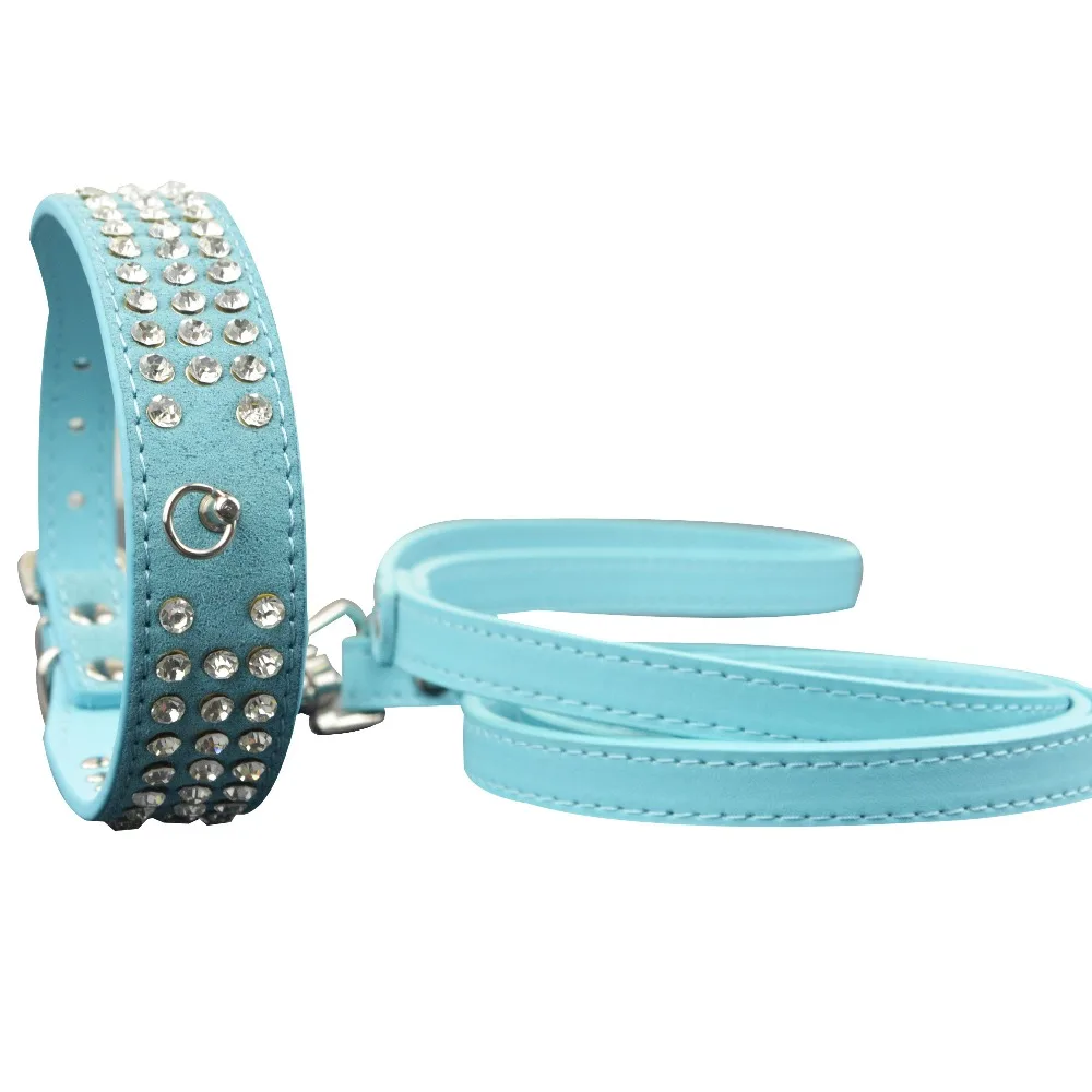 Модный мягкий замшевый ошейник для собак с 3 рядами со стразами и подходящие