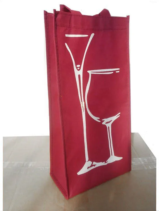 Нетканые сумки для винных бутылок 37x18x9 см 14,6 дюйма, сумки для горячего тиснения для супер маркета, магазина, рекламные подарочные пакеты