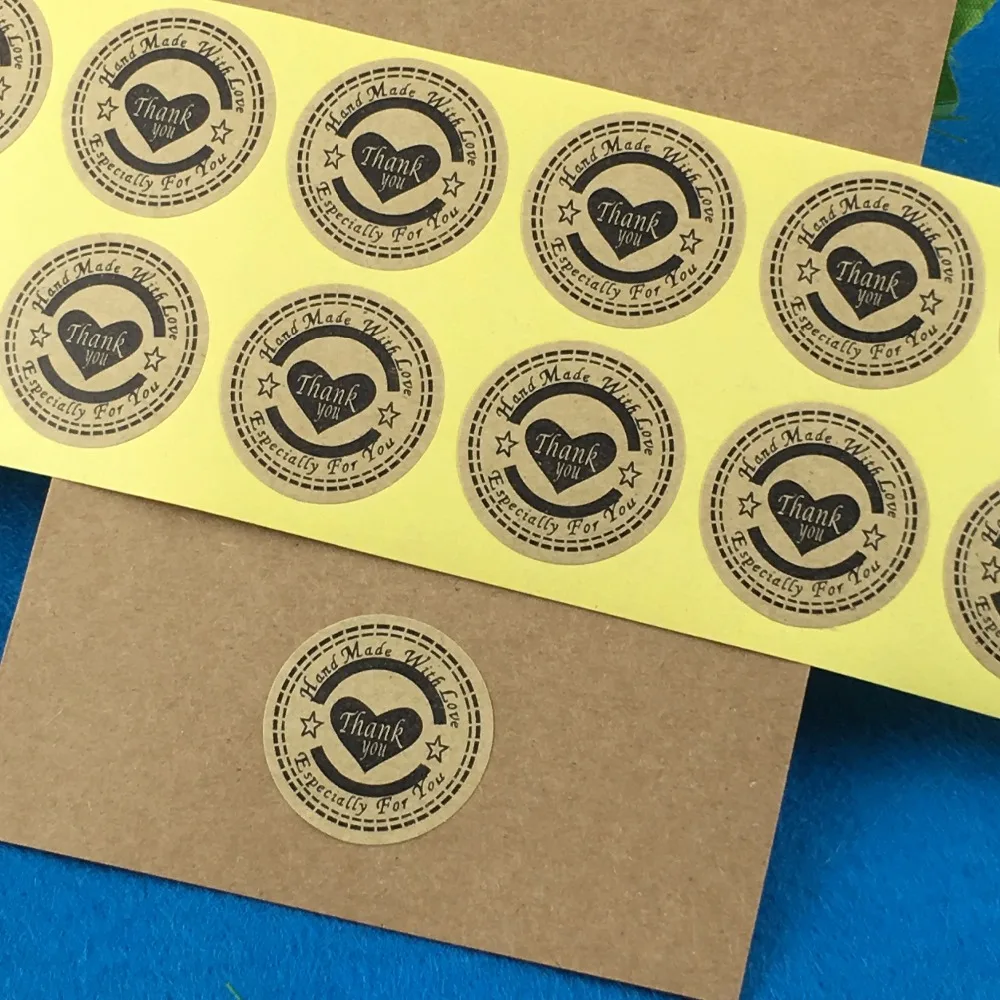 

Wholesale 5000PC/Lot 3cm Round Kraft Paper Thank you Black Heart Sticker Labels THANKYOU Stickers Sealing Adhesive Label For DIY