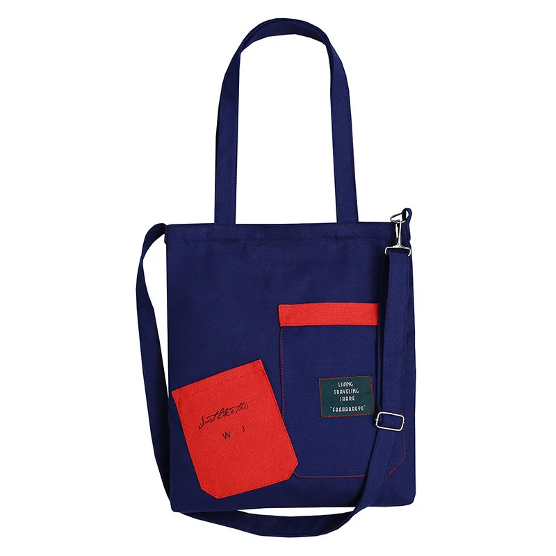 

PURFATY Women Canvas Color collision Shoulder Bags Environmental Foldable Shopping Bag Tote Package Crossbody Bags Casual Handba