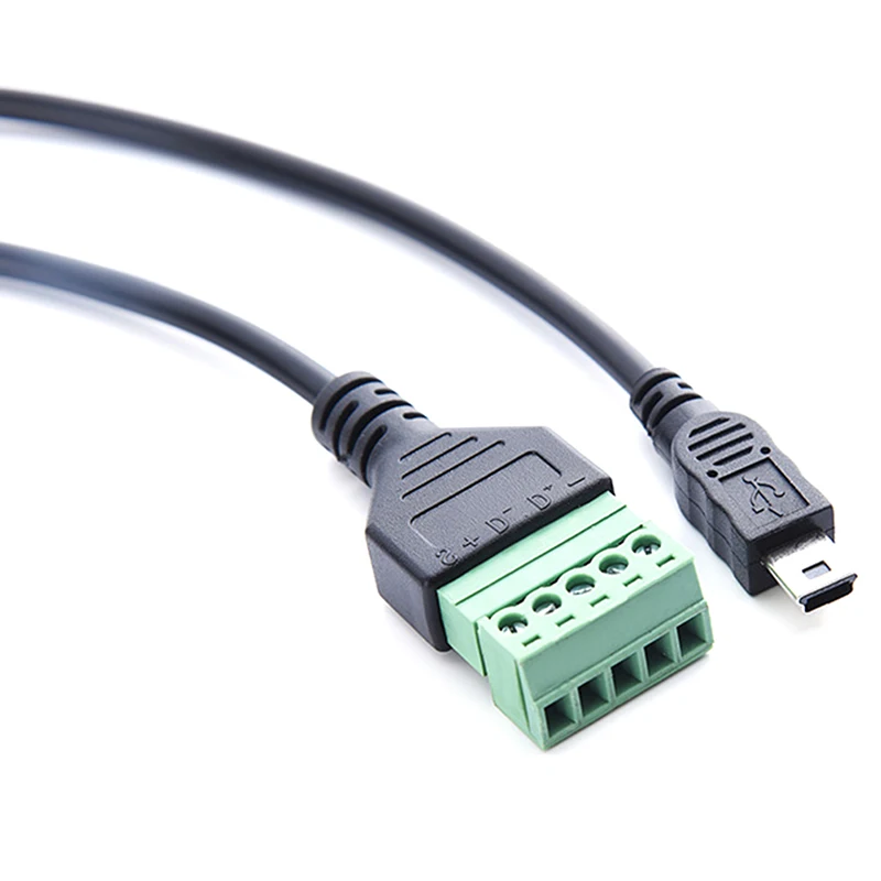 Мини USB штекер для 5-контактного винтового соединителя с защитной клеммной вилкой