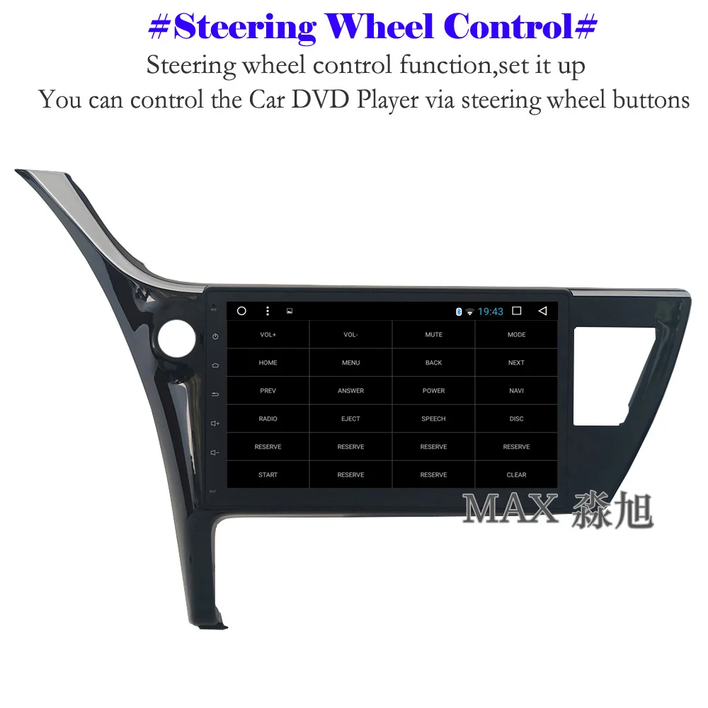 Навигационная система MAX GPS Android 8.1.0 для автомобиля Toyota Corolla 2017 с DVD-плеером, радио RDS, Bluetooth для звонков и музыки, 4G WiFi, управление на кнопках на руле, бесплатными картами.