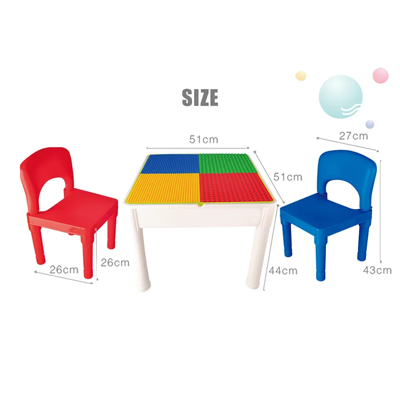 Многофункциональный стол для строительных блоков с 2 стульями 200 учебный