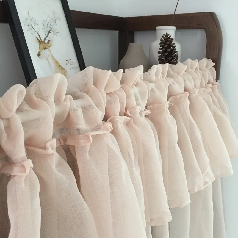 Однотонная Короткая занавеска Valance для декора гостиной кухни двери стола