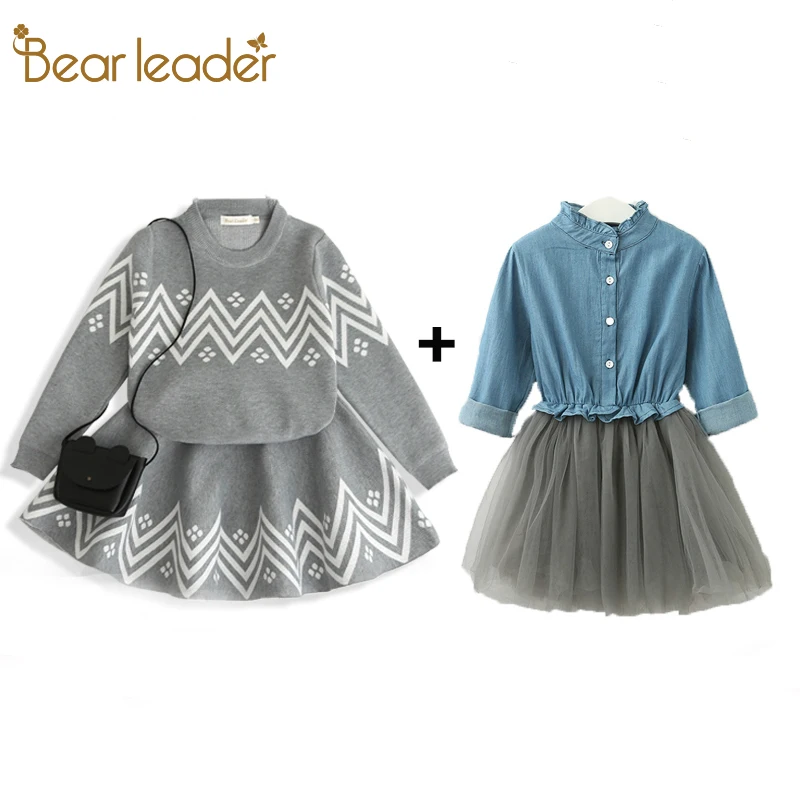 Bear Leader/комплекты с юбкой для девочек 2021 новый весенне зимний свитер длинными