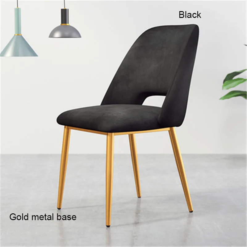 Gold base Black Современный минималистичный скандинавский обеденный стул из нержавеющей стали Повседневная мебель домашний стул ресторан кухня диван для кафе стул - Цвет: Gold base Black