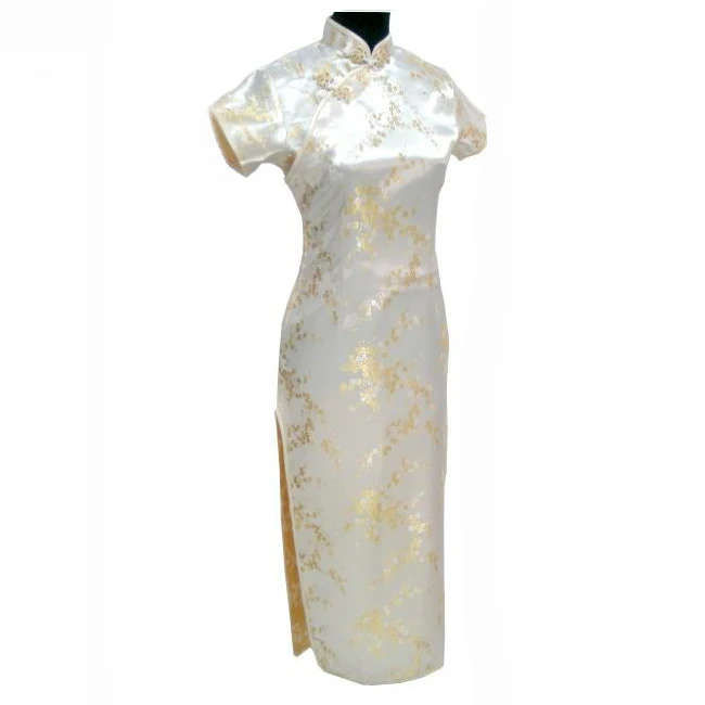Черное традиционное китайское платье Mujer Vestido Женские атласные Qipao Мини Cheongsam цветочный размер S M L XL XXL XXXL 4XL 5XL 6XL J4039 - Цвет: Light Yellow - Long