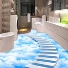 Пользовательские самоклеющиеся обои для пола 3D креативные облака Шаг Плитки для Пола наклейка для ванной комнаты спальня Papel де Parede