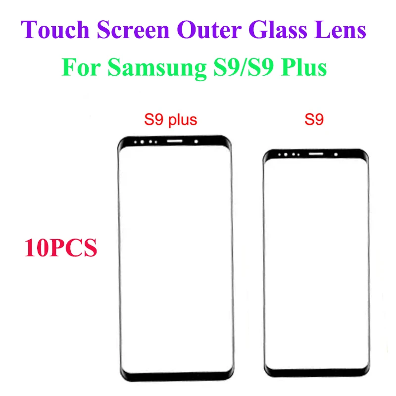 10 шт. для Samsung Galaxy S9 Plus G960 G965 Черная передняя внешняя стеклянная линза сенсорная