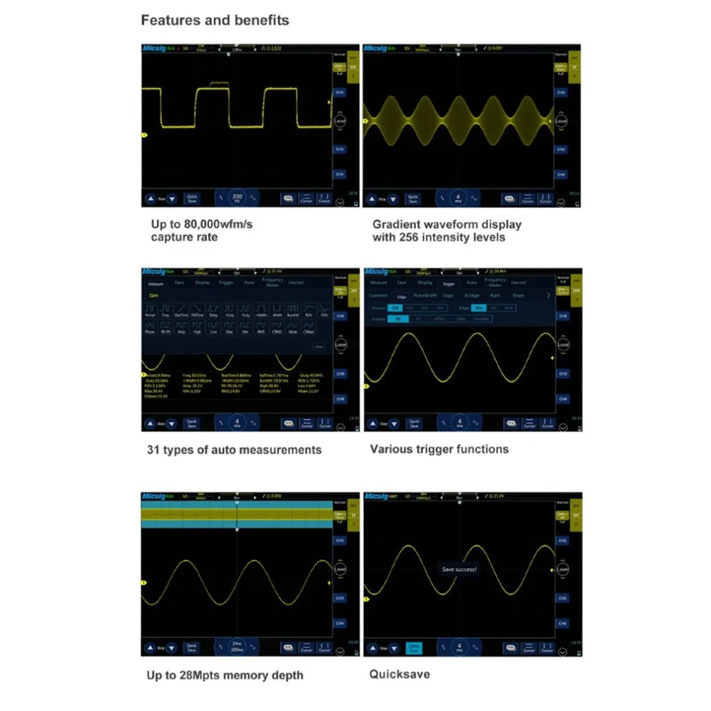 Micsig Digital Tablet Oscilloscope TO1104 oscilloscopes touchscreen digital-oscilloscope