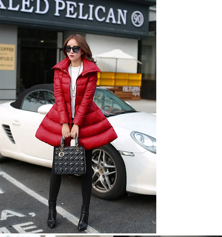 Новинка 2018 зимний длинный пуховик пальто стильная юбка женский тонкий большого