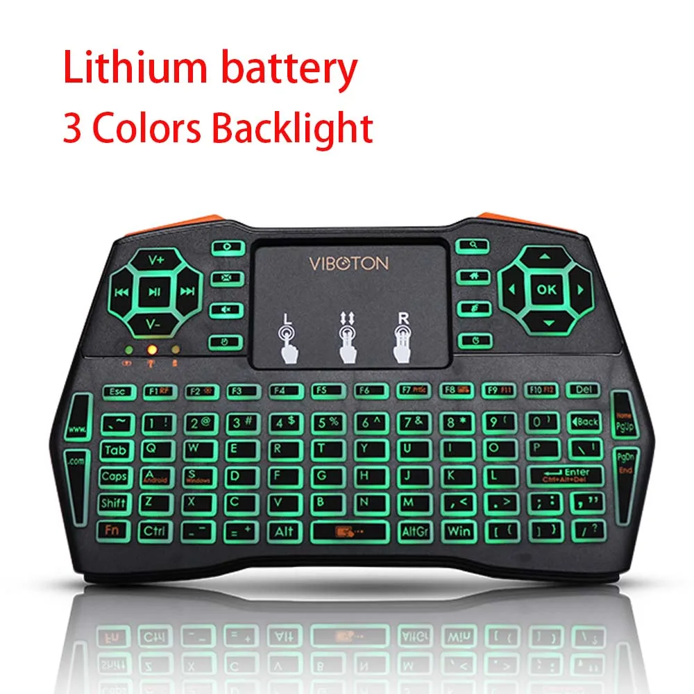 3 Colors Backlit I8 Plus Беспроводная Клавиатура 2,4 GHz английские клавиши Air mouse пульт дистанционного управления тачпад с подсветкой для Android tv Box ноутбук планшет ПК - Цвет: 3 Colors Backlit