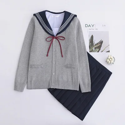 3pcs long sleeve Japanese School Soft Girls JK Uniforms Sailor Suit Women Academic Style Cosplay Costume Blouse Pleated Skirt Suit B65294AD - Цвет: 3pcs long sleeve