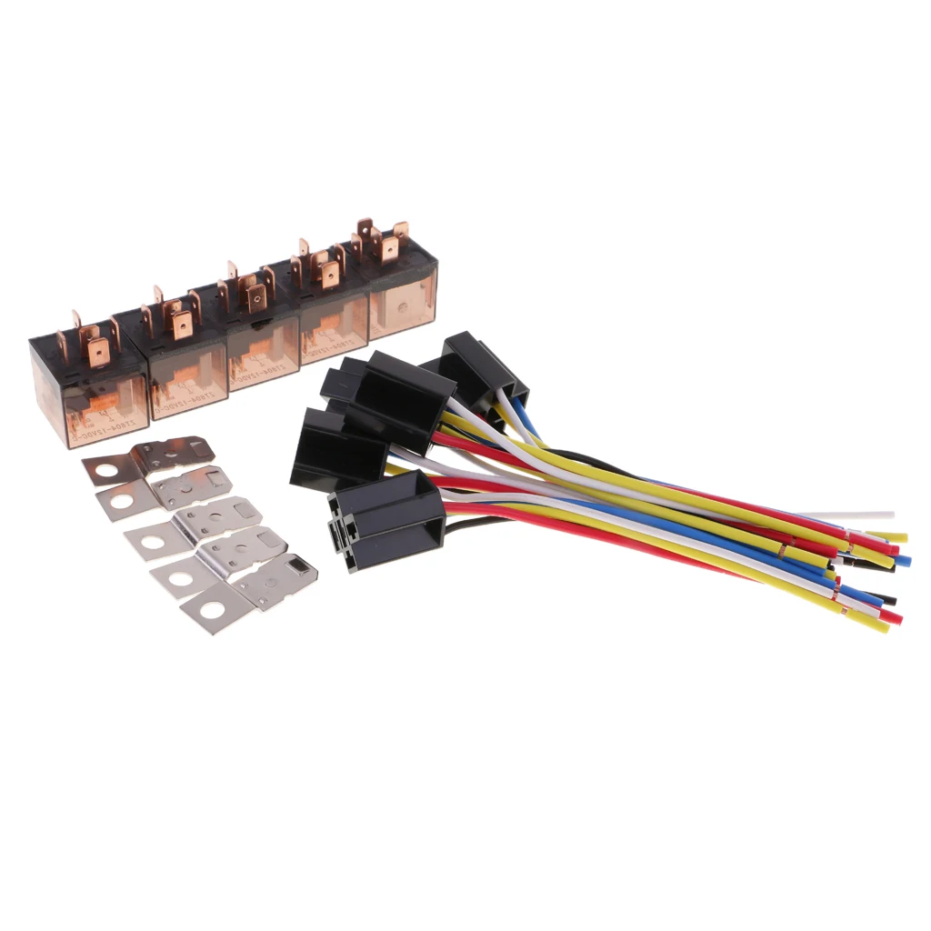5 шт. DC12V 80Amp автомобильный SPDT автомобильное реле Pin проводов Жгут разъем|automotive
